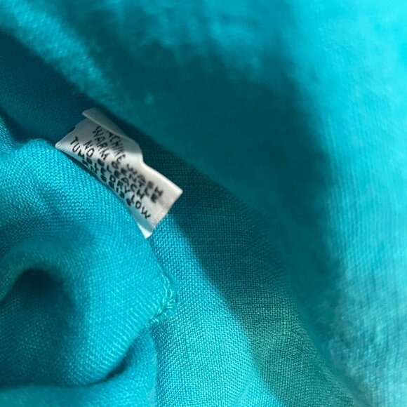 BRYN WALKER Sz L Blue 100% Linen Oversized Boho Lagenlook Tunic Top Side Buttons - Picture 9 of 9